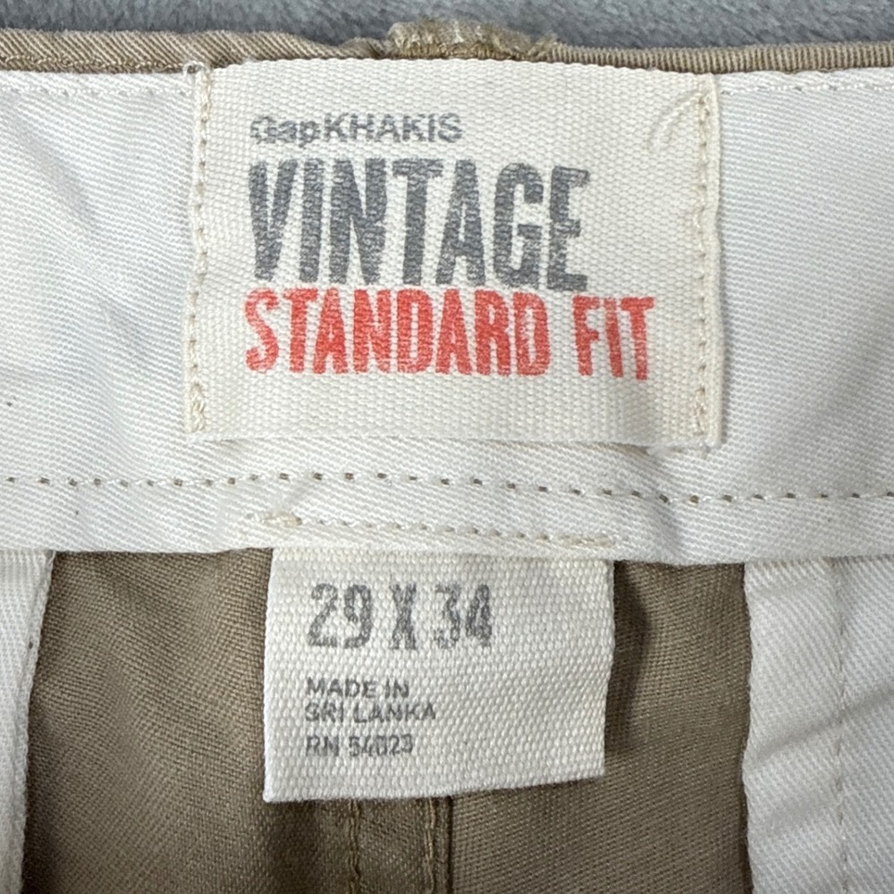 Gap Khakis Vintage Standard Fit Tan Chino Pants Mens 29x34 New NWT 772342-02-1 - Picture 3 of 8